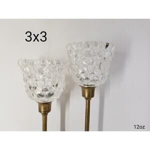 2 vintage Partylite Tiny Bubbles Peg Votive Cup Candle Holders Clear